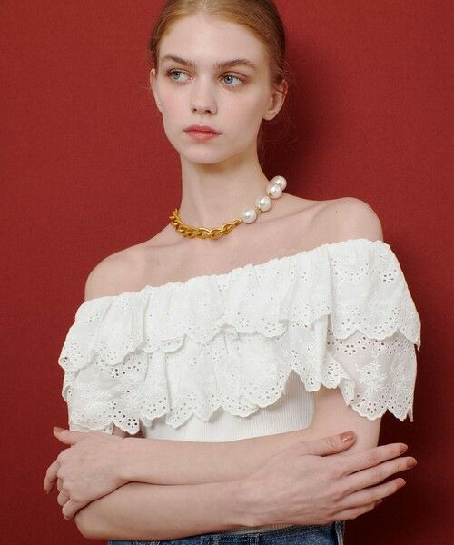 allureville / アルアバイル カットソー | 【LOULOU WILLOUGHBY】レーススカラッププルオーバー | 詳細1