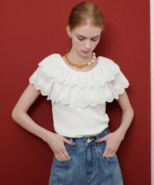 allureville / アルアバイル カットソー | 【LOULOU WILLOUGHBY】レーススカラッププルオーバー | 詳細2