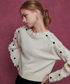 allureville / アルアバイル ニット・セーター | 【LOULOU WILLOUGHBY】ショルダーレース釦プルオーバー