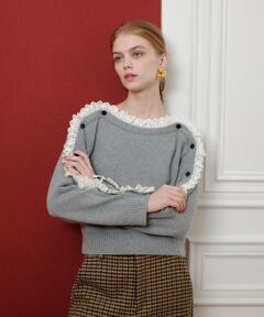 allureville / アルアバイル ニット・セーター | 【LOULOU WILLOUGHBY】ショルダーレース釦プルオーバー
