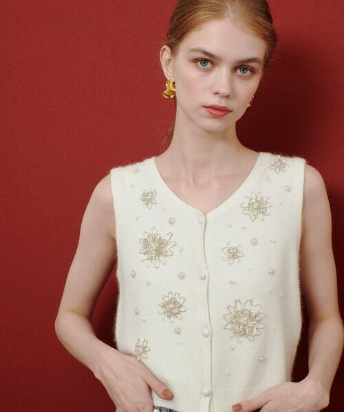 allureville / アルアバイル ニット・セーター | 【LOULOU WILLOUGHBY】ビーズフラワージレ | 詳細1