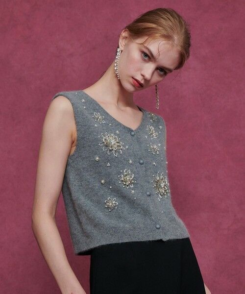 allureville / アルアバイル ニット・セーター | 【LOULOU WILLOUGHBY】ビーズフラワージレ | 詳細14