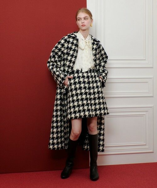 allureville / アルアバイル ダッフルコート | 【LOULOU WILLOUGHBY】ロービング千鳥ロングコート | 詳細1