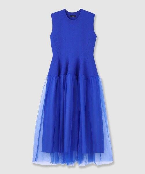 allureville 半袖ワンピース　青 allureville｜サッカースキッパーターンバックワンピース