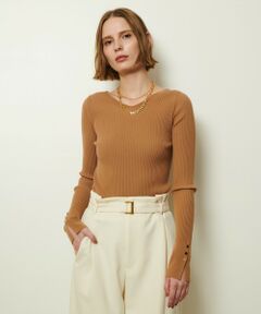 allureville / アルアバイル ニット・セーター | 袖釦Vネックプルオーバー