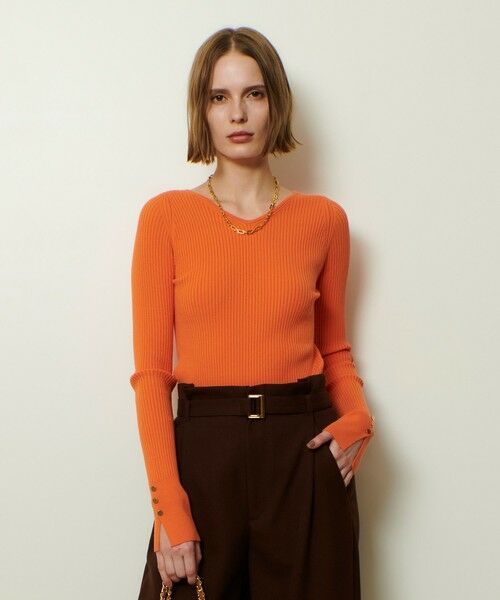 allureville / アルアバイル ニット・セーター | 袖釦Vネックプルオーバー | 詳細3