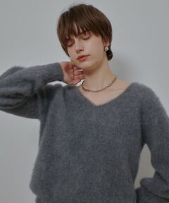 allureville / アルアバイル ニット・セーター | カシミヤブレンドファー加工Ｖプルオーバー