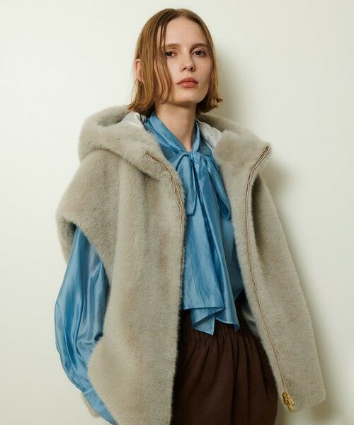 allureville/アルアバイル フェイクミンクファーフーディーブルゾン グレー (92) 02(M)