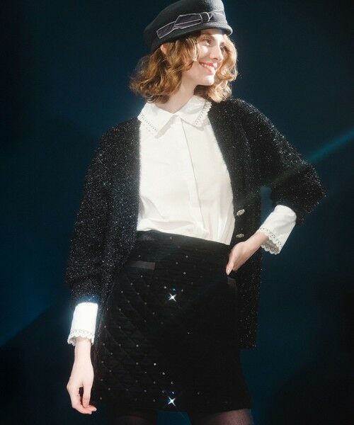 allureville / アルアバイル ミニ・ひざ丈スカート | 【LOULOU WILLOUGHBY】ベロアキルティングミニスカート | 詳細1