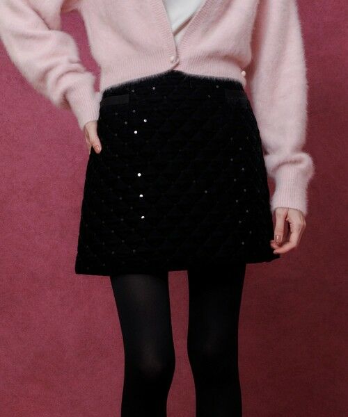 allureville / アルアバイル ミニ・ひざ丈スカート | 【LOULOU WILLOUGHBY】ベロアキルティングミニスカート | 詳細2