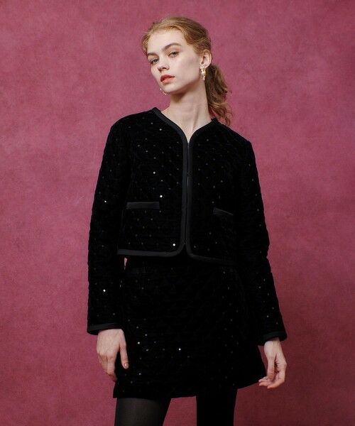 allureville / アルアバイル ミニ・ひざ丈スカート | 【LOULOU WILLOUGHBY】ベロアキルティングミニスカート | 詳細6