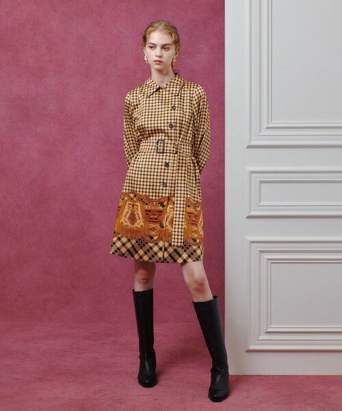 allureville / アルアバイル ロング・マキシ丈ワンピース | 【LOULOU WILLOUGHBY】エンブレムチェックワンピース | 詳細3