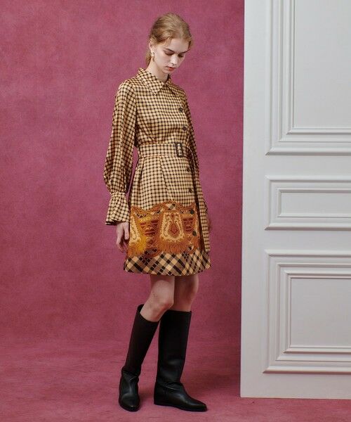 allureville / アルアバイル ロング・マキシ丈ワンピース | 【LOULOU WILLOUGHBY】エンブレムチェックワンピース | 詳細5