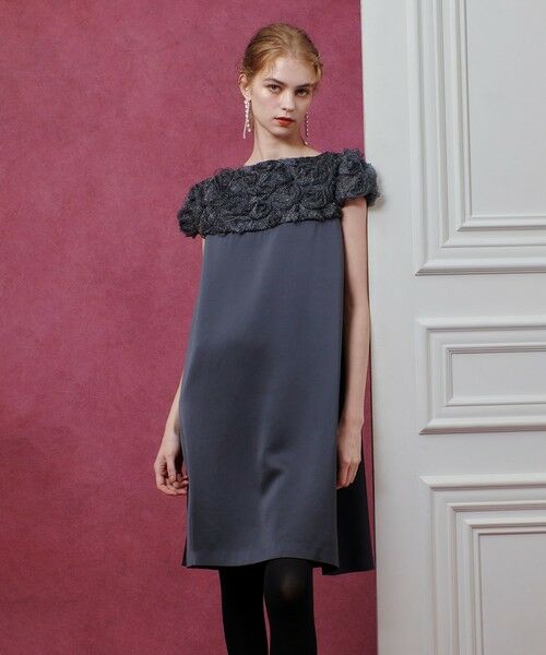 allureville / アルアバイル ロング・マキシ丈ワンピース | 【LOULOU WILLOUGHBY】チュールローズワンピース（ブラック (95)）