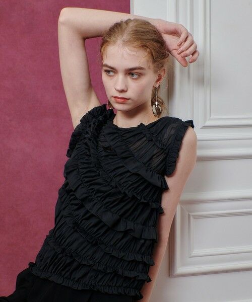 allureville / アルアバイル カットソー | 【LOULOU WILLOUGHBY】オーガンジートリコットギャザープルオーバー | 詳細17