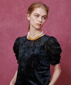 allureville / アルアバイル カットソー | 【LOULOU WILLOUGHBY】ベロア半袖プルオーバー