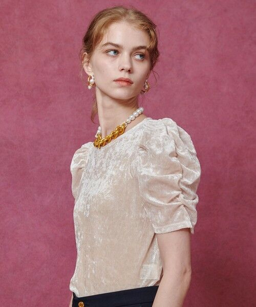 allureville / アルアバイル カットソー | 【LOULOU WILLOUGHBY】ベロア半袖プルオーバー | 詳細2