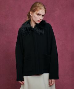 allureville / アルアバイル ダッフルコート | 【LOULOU WILLOUGHBY】ファー衿ニットショートコート