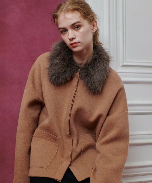 allureville / アルアバイル ダッフルコート | 【LOULOU WILLOUGHBY】ファー衿ニットショートコート | 詳細1