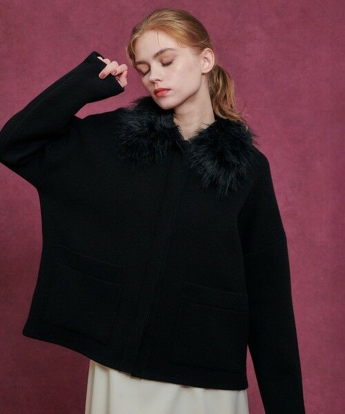 allureville / アルアバイル ダッフルコート | 【LOULOU WILLOUGHBY】ファー衿ニットショートコート | 詳細15