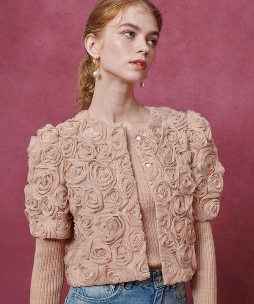 allureville / アルアバイル ブルゾン | 【LOULOU WILLOUGHBY】チュールローズブルゾン | 詳細1