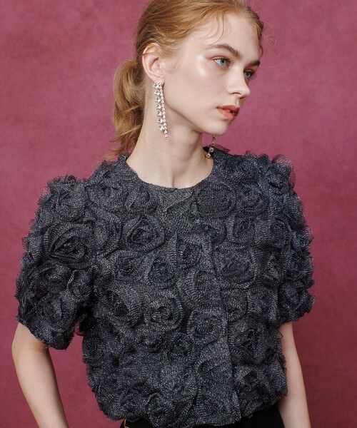 allureville / アルアバイル ブルゾン | 【LOULOU WILLOUGHBY】チュールローズブルゾン | 詳細12