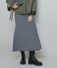allureville / アルアバイル ミニ・ひざ丈スカート | ウール混Ｗフェイスナローマーメイドスカート