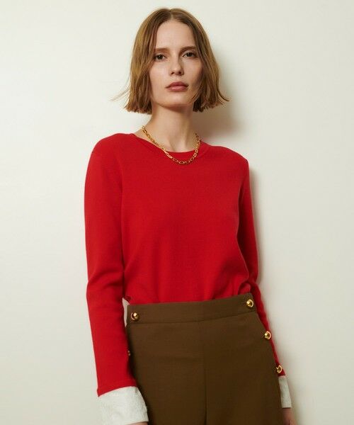 allureville / アルアバイル ニット・セーター | レースカフスドッキングプルオーバー | 詳細1