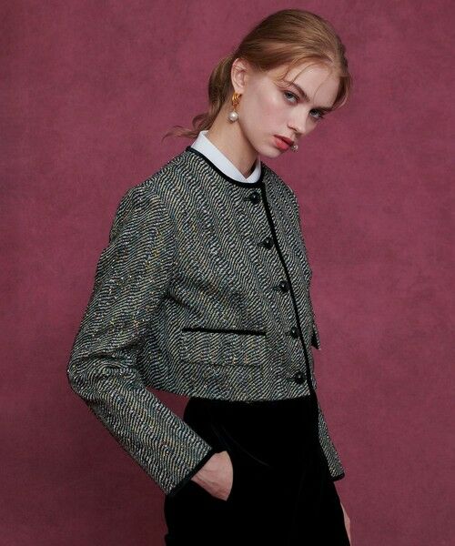 allureville / アルアバイル ノーカラージャケット | 【LOULOU WILLOUGHBY】LINTONラメツイードショートジャケット | 詳細1