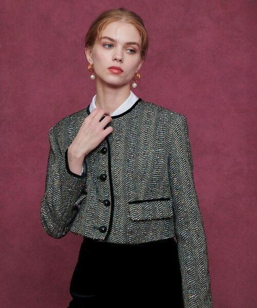 allureville / アルアバイル ノーカラージャケット | 【LOULOU WILLOUGHBY】LINTONラメツイードショートジャケット | 詳細2