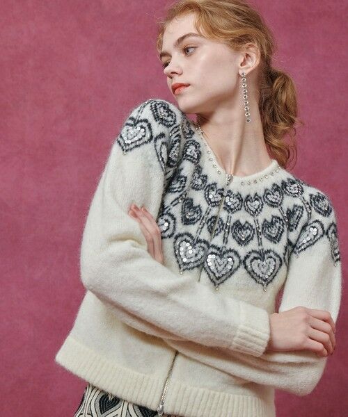 allureville / アルアバイル ブルゾン | 【LOULOU WILLOUGHBY】ハートJQニットブルゾン | 詳細2