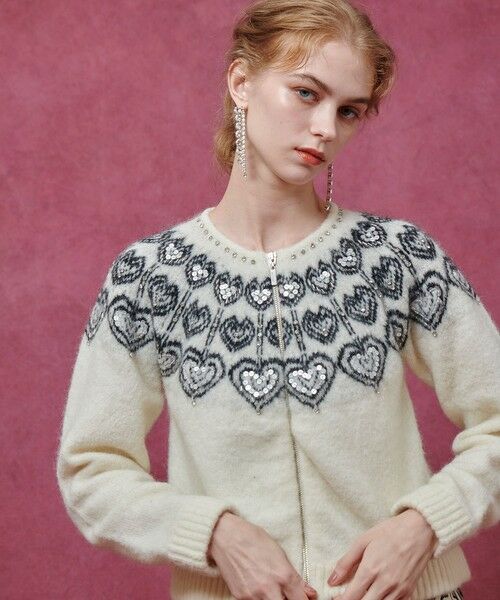 allureville / アルアバイル ブルゾン | 【LOULOU WILLOUGHBY】ハートJQニットブルゾン | 詳細3