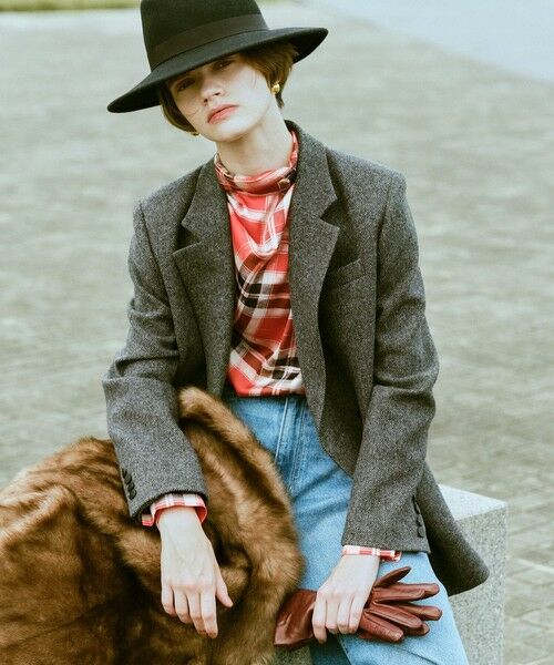 allureville / アルアバイル テーラードジャケット | ツィードフラップポケットジャケット（チャコールグレー (94)）