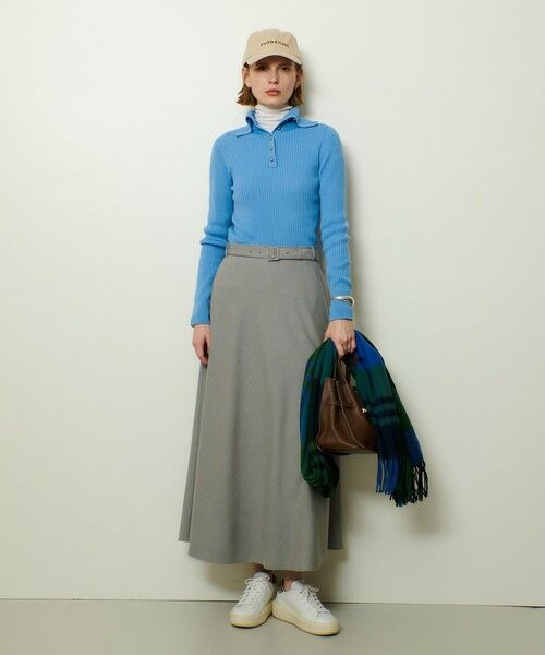 allureville / アルアバイル ミニ・ひざ丈スカート | サキソニーベルテッドナロースカート | 詳細15