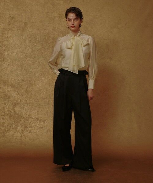 allureville / アルアバイル その他パンツ | ウールサテンハイウエストパンツ(ブラック (95))