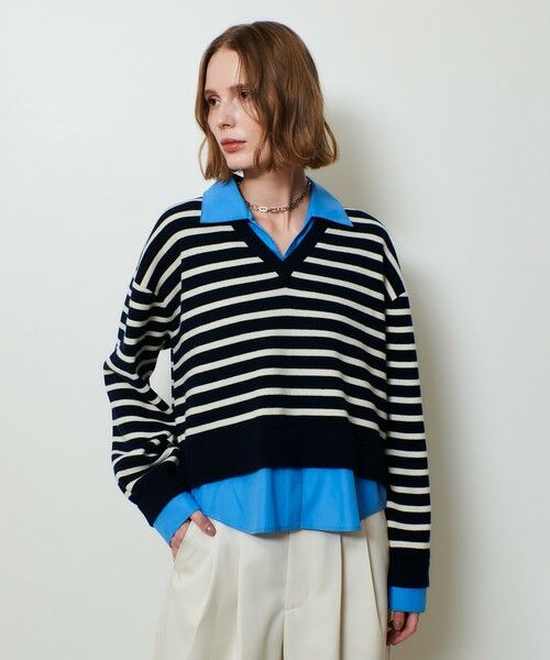 allureville / アルアバイル ニット・セーター | フェイクレイヤードスキッパープルオーバー | 詳細1