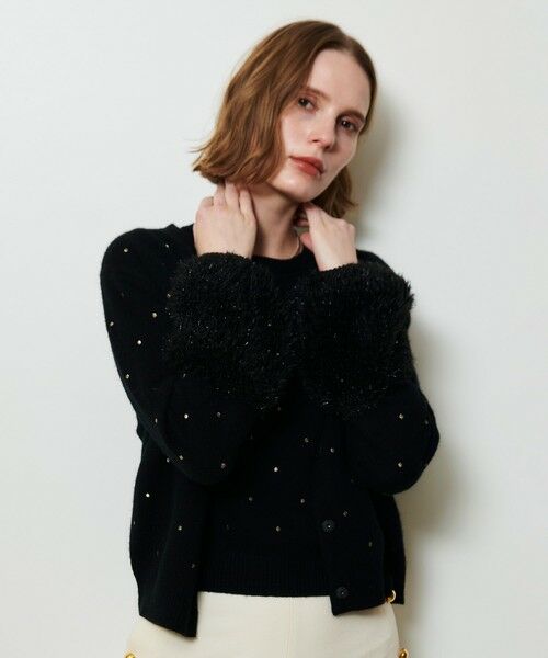 allureville / アルアバイル カーディガン・ボレロ | エンブロイダリードットファーカフスカーディガン | 詳細5