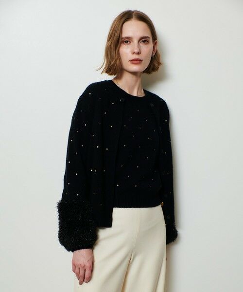 allureville / アルアバイル カーディガン・ボレロ | エンブロイダリードットファーカフスカーディガン | 詳細7