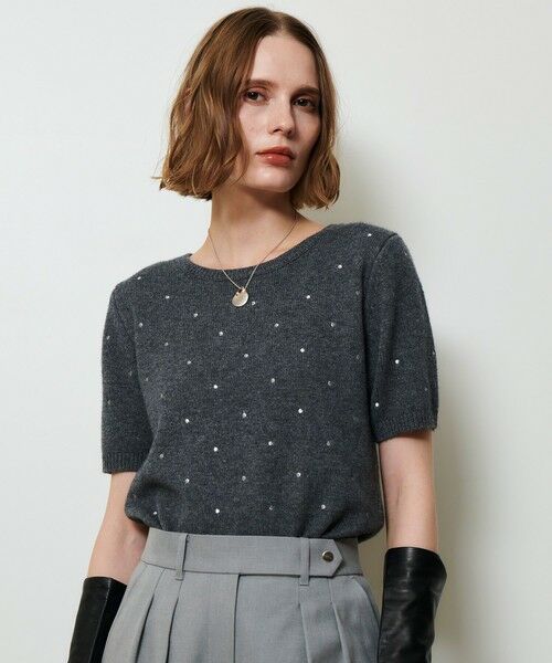 allureville / アルアバイル ニット・セーター | エンブロイダリードットプルオーバー（グレー (92)）