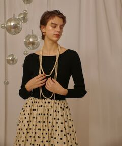 allureville / アルアバイル ロング・マキシ丈ワンピース | ドット柄ドッキングニットワンピース