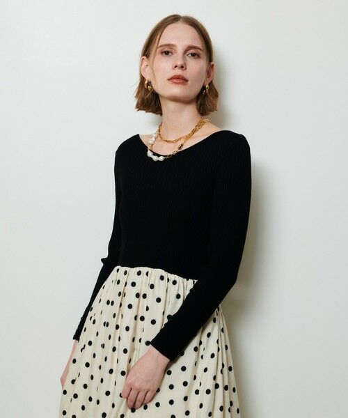 allureville / アルアバイル ロング・マキシ丈ワンピース | ドット柄ドッキングニットワンピース | 詳細2