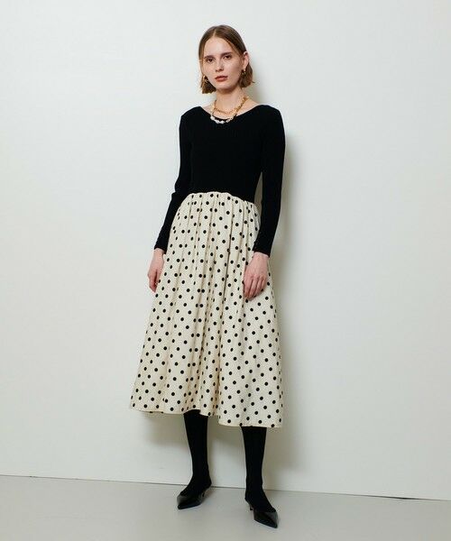 allureville / アルアバイル ロング・マキシ丈ワンピース | ドット柄ドッキングニットワンピース | 詳細3