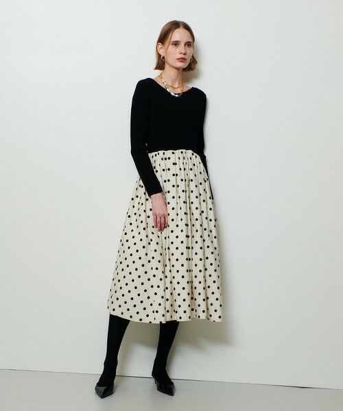 allureville / アルアバイル ロング・マキシ丈ワンピース | ドット柄ドッキングニットワンピース | 詳細4