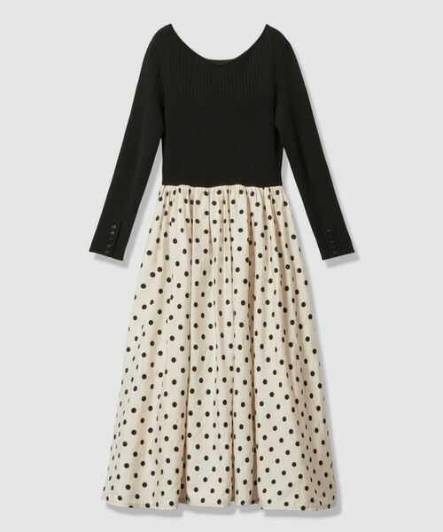 allureville / アルアバイル ロング・マキシ丈ワンピース | ドット柄ドッキングニットワンピース | 詳細8