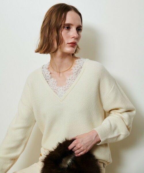 allureville / アルアバイル ニット・セーター | レースドッキングプルオーバー | 詳細1