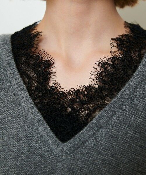 allureville / アルアバイル ニット・セーター | レースドッキングプルオーバー | 詳細10