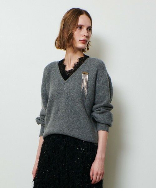 allureville / アルアバイル ニット・セーター | レースドッキングプルオーバー | 詳細8