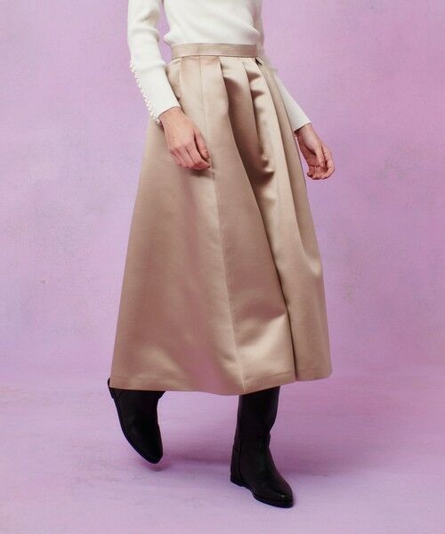 allureville / アルアバイル ミニ・ひざ丈スカート | 【LOULOU WILLOUGHBY】ヘビーサテンタックスカート | 詳細1