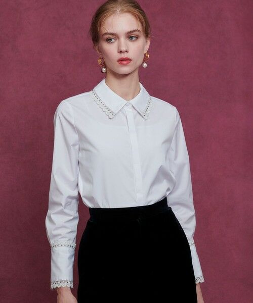 allureville / アルアバイル シャツ・ブラウス | 【LOULOU WILLOUGHBY】レーストリミングシャツ | 詳細4
