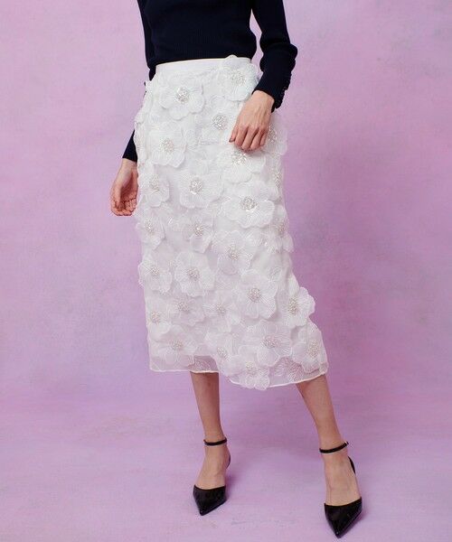 allureville / アルアバイル ミニ・ひざ丈スカート | 【LOULOU WILLOUGHBY】オーガンフラワータイトスカート | 詳細2